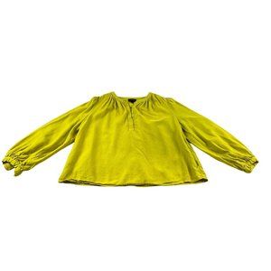 Who What Wear Chartruece Linen Blend Long Sleeve Peasant Top Sz S